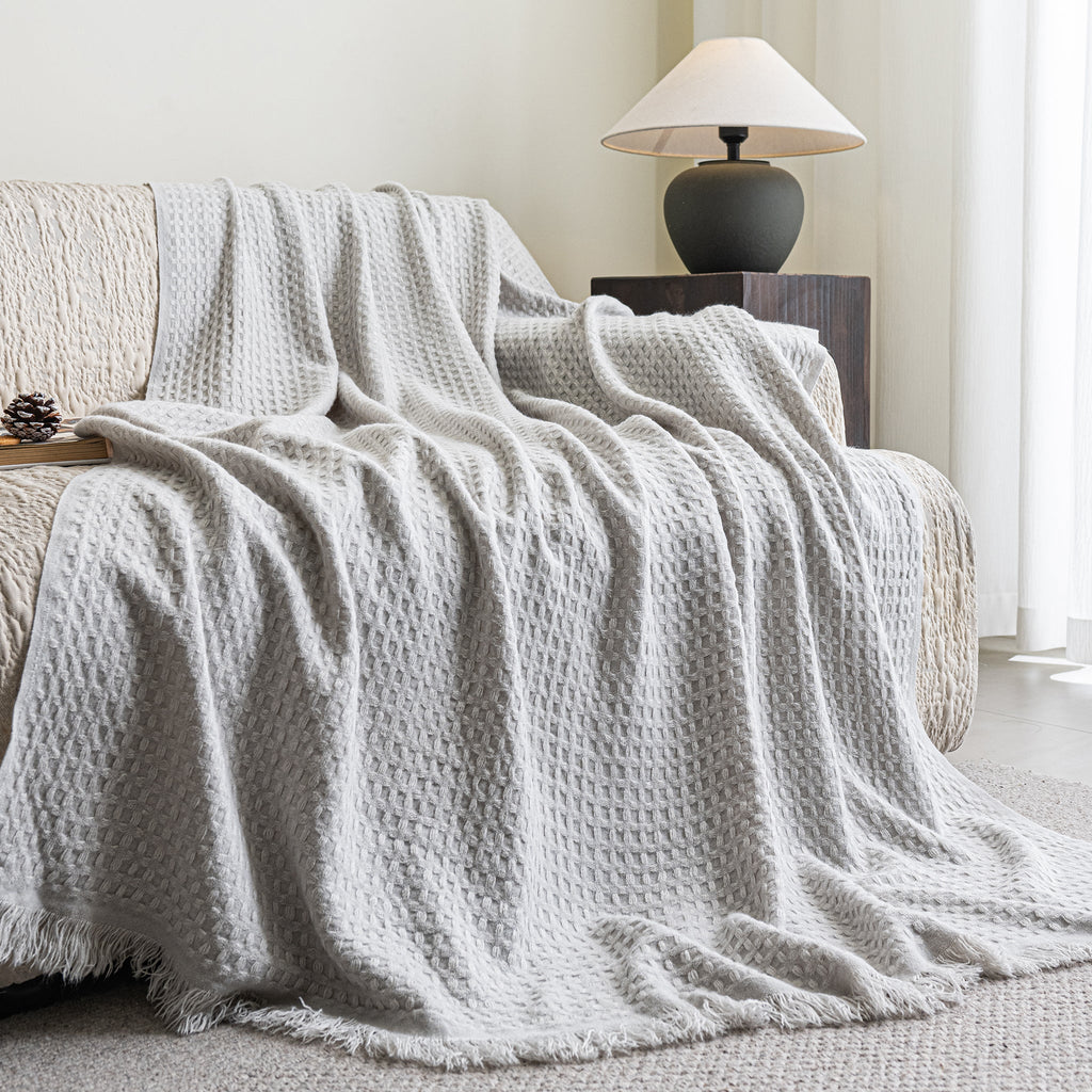SoftHaven Waffle Weave Lightweight Throw Blanket