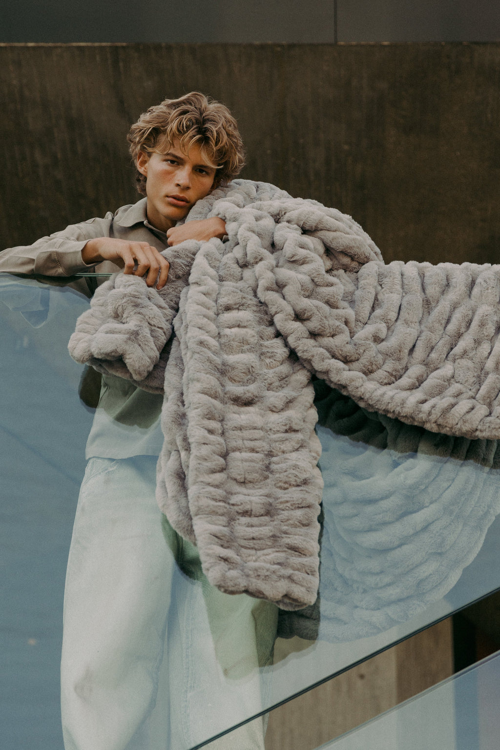 Lola Blankets Original Throw Blanket Faux Fur Silver Linings