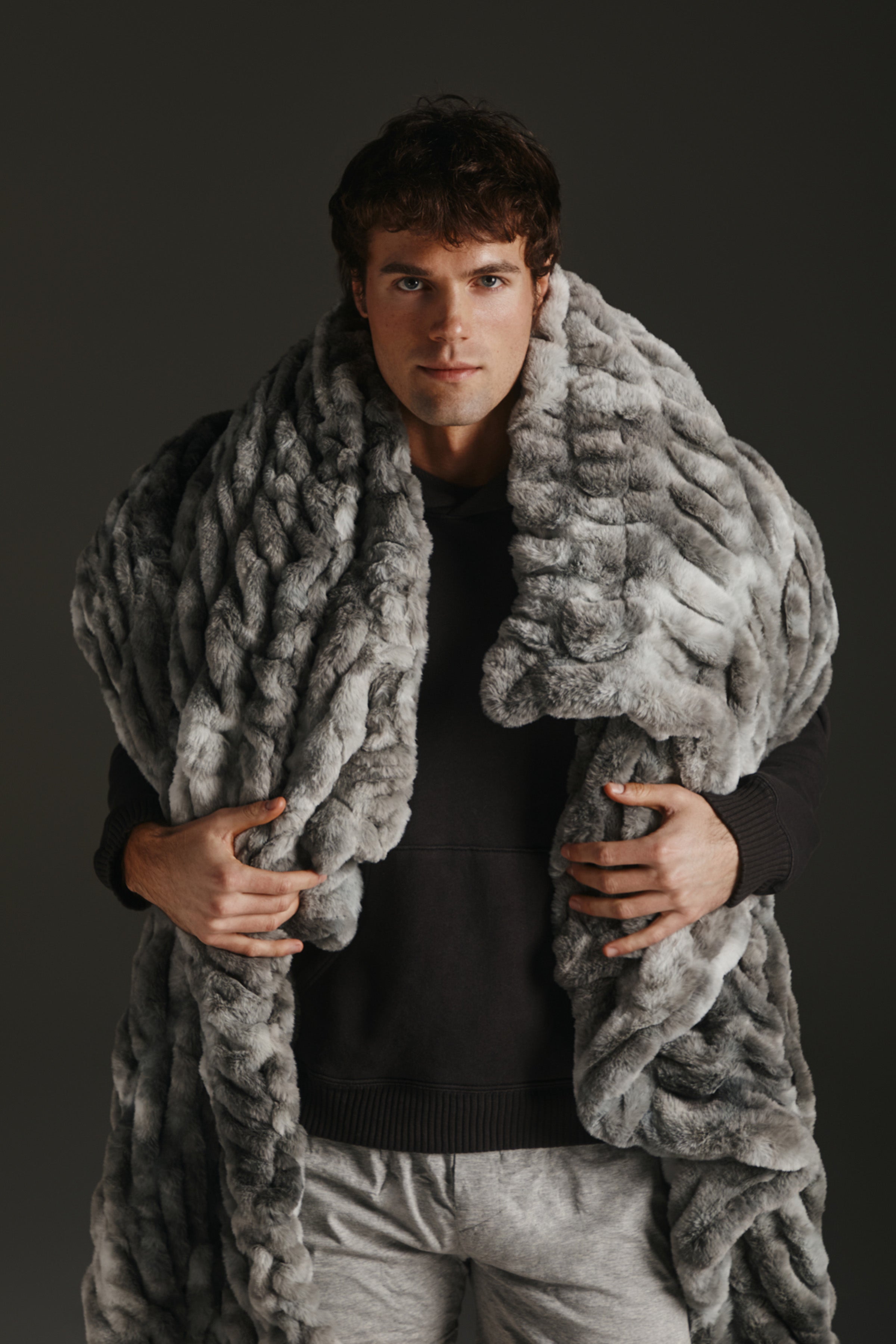 Lola Blankets Smoky Skies Throw Blanket Faux Fur
